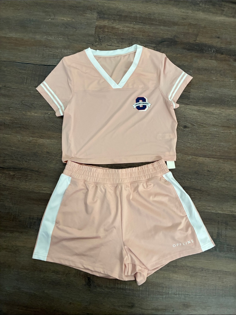 NWT aerie Soft Blush Athletic jersey shirt with short Elastic Waist (2pc) small